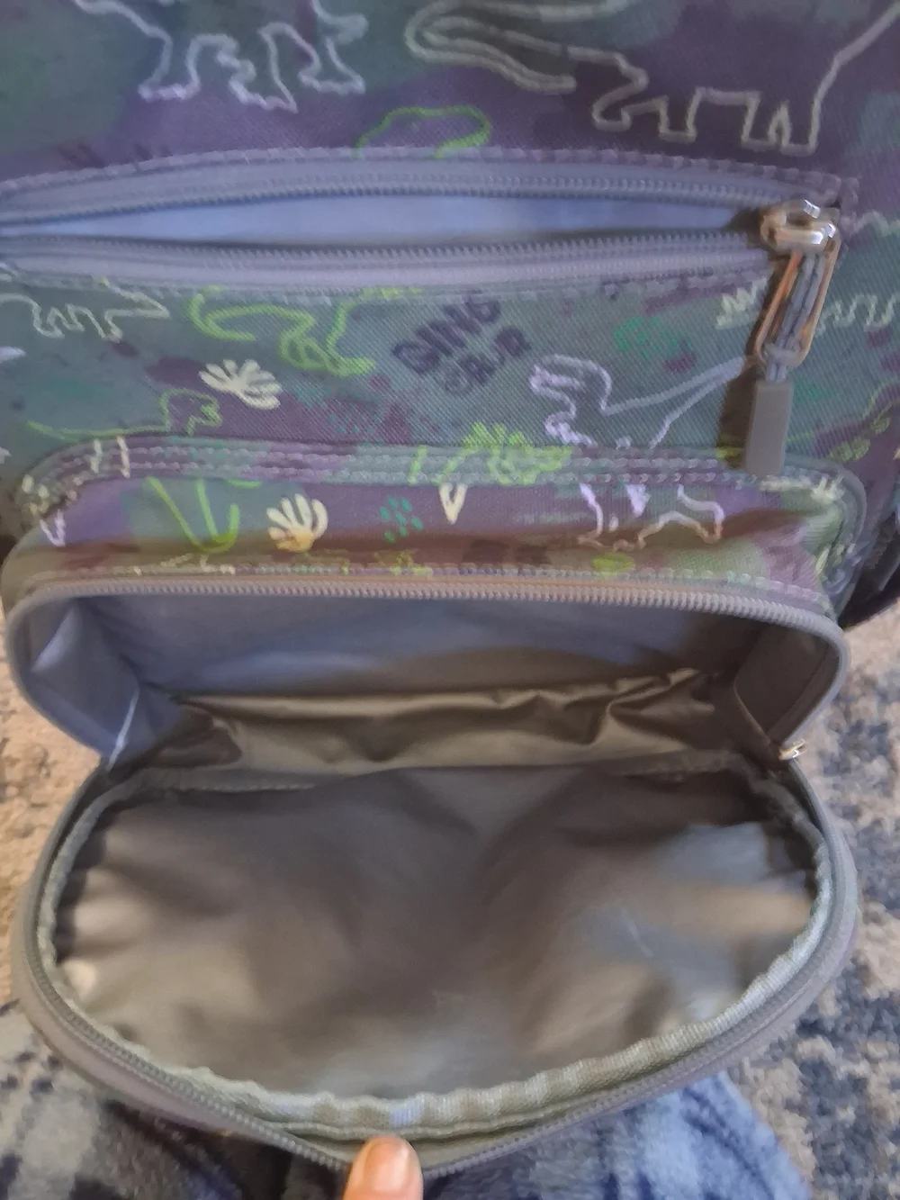 Kids Green Dinosaur Print Backpack with Padded Straps